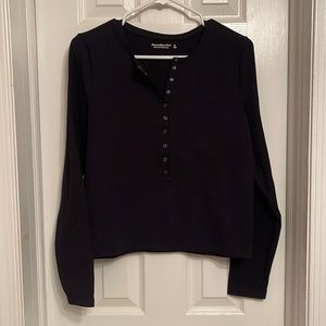 AF Bodycon Material Ribbed Henley, Size XL